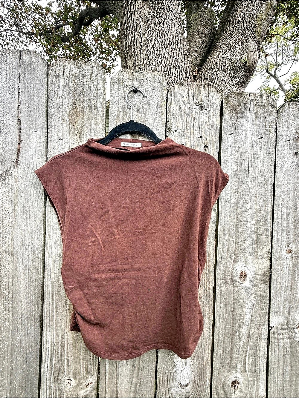 Reformation Lindy Knit Top Brown Muscle Tee